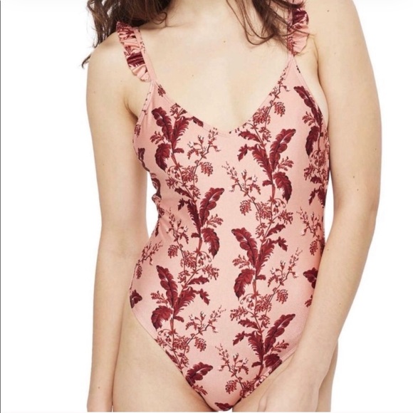 Topshop Other - NWT Topshop Ruffle Trim Floral One Piece Swimsuit